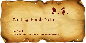 Matity Horácia névjegykártya